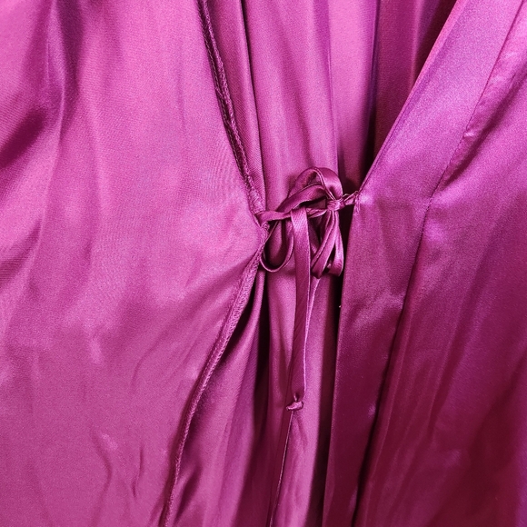 Vintage Linea Donatella Purple Satin Lace Robe Boudoir Lingerie Pin-Up Kimono - Picture 6 of 8